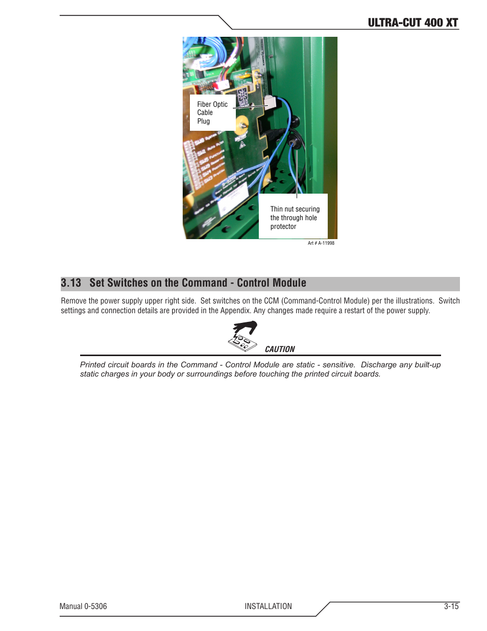 13 set switches on the command - control module, Set switches on the command - control module -15, Ultra-cut 400 xt | Tweco 400 XT Ultra-Cut Plasma Cutting System With Automated Gas Control User Manual | Page 37 / 206