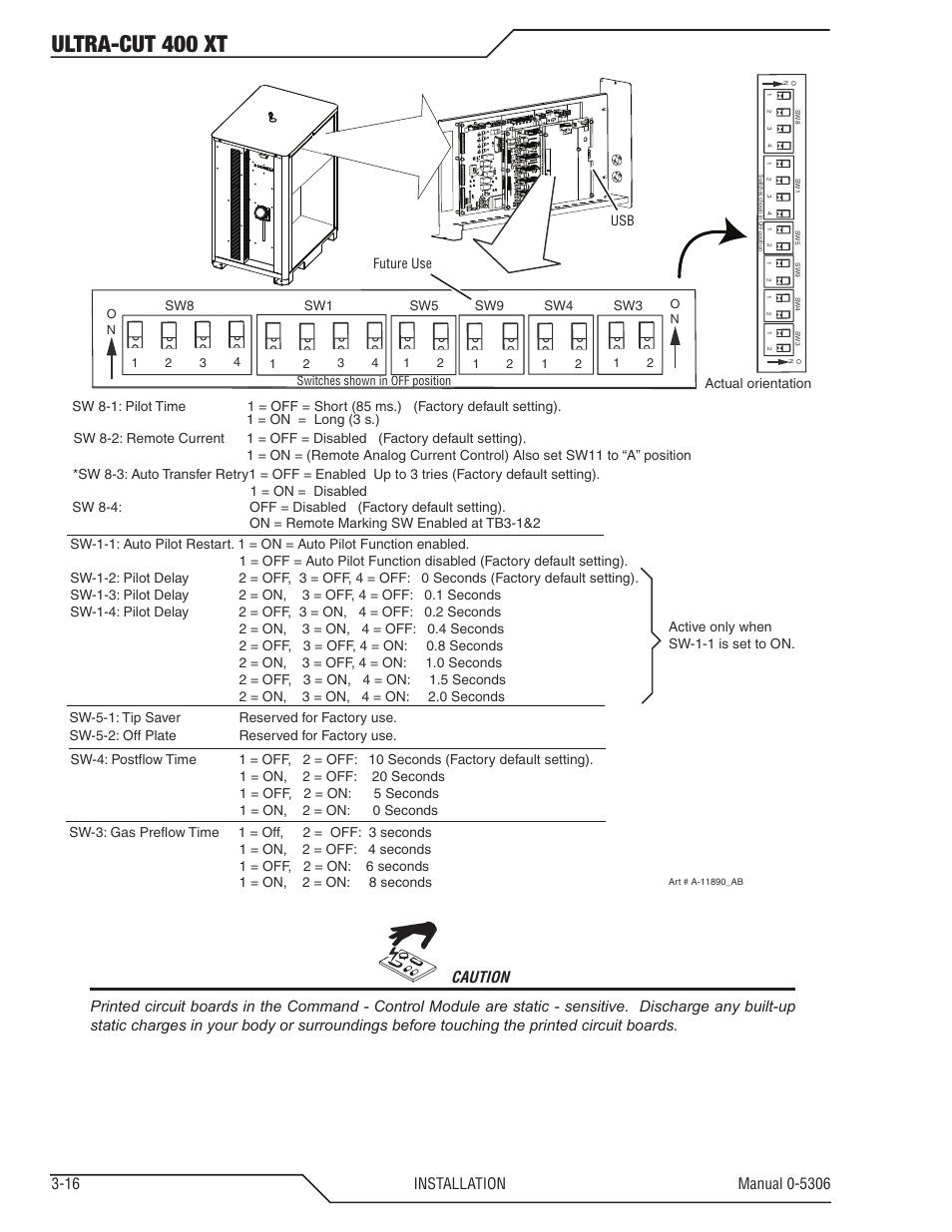 Ultra-cut 400 xt, Caution | Tweco 400 XT Ultra-Cut Plasma Cutting System With Automated Gas Control User Manual | Page 38 / 206