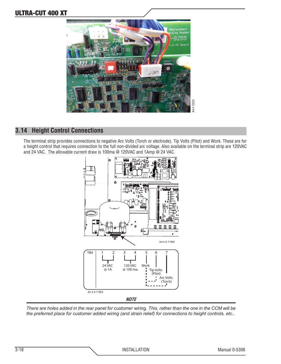 14 height control connections, Height control connections -18, Ultra-cut 400 xt | Tweco 400 XT Ultra-Cut Plasma Cutting System With Automated Gas Control User Manual | Page 40 / 206