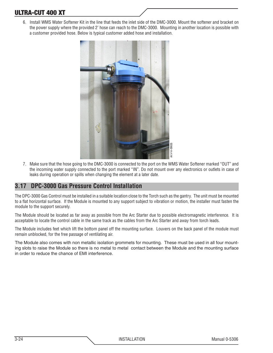 17 dpc-3000 gas pressure control installation, Dpc-3000 gas pressure control installation -24, Ultra-cut 400 xt | Tweco 400 XT Ultra-Cut Plasma Cutting System With Automated Gas Control User Manual | Page 46 / 206