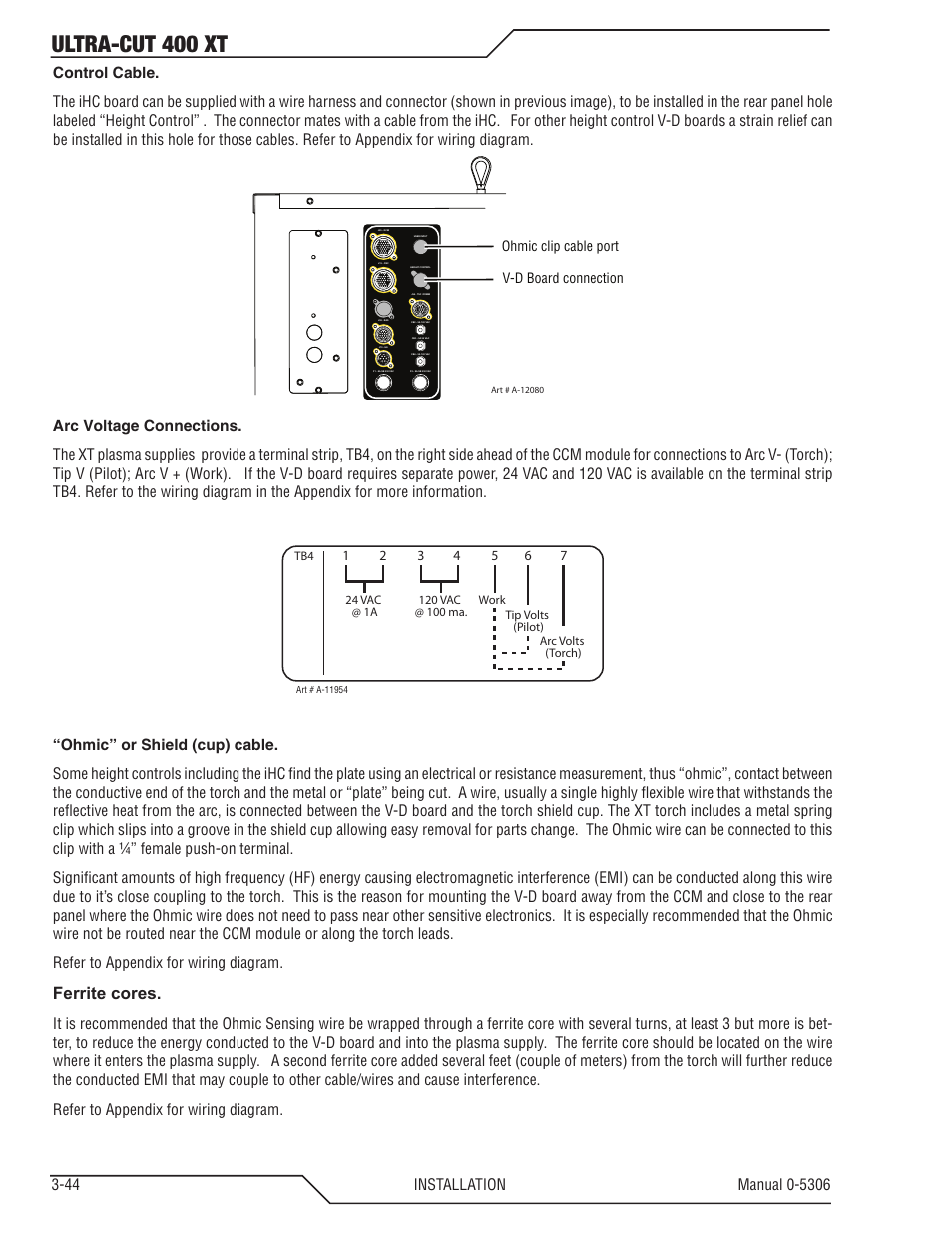 Ultra-cut 400 xt, Ferrite cores | Tweco 400 XT Ultra-Cut Plasma Cutting System With Automated Gas Control User Manual | Page 66 / 206