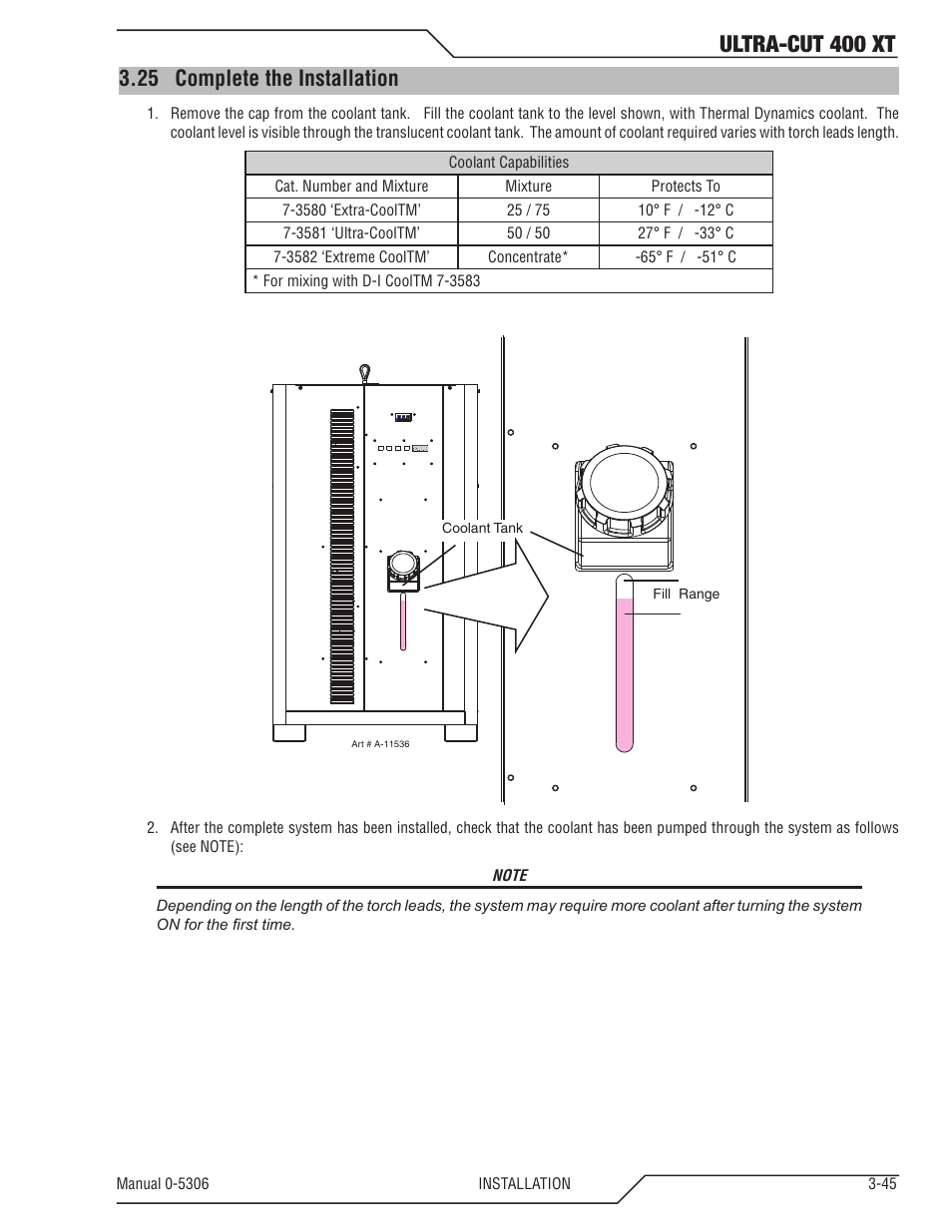 25 complete the installation, Complete the installation -45, Ultra-cut 400 xt | Tweco 400 XT Ultra-Cut Plasma Cutting System With Automated Gas Control User Manual | Page 67 / 206