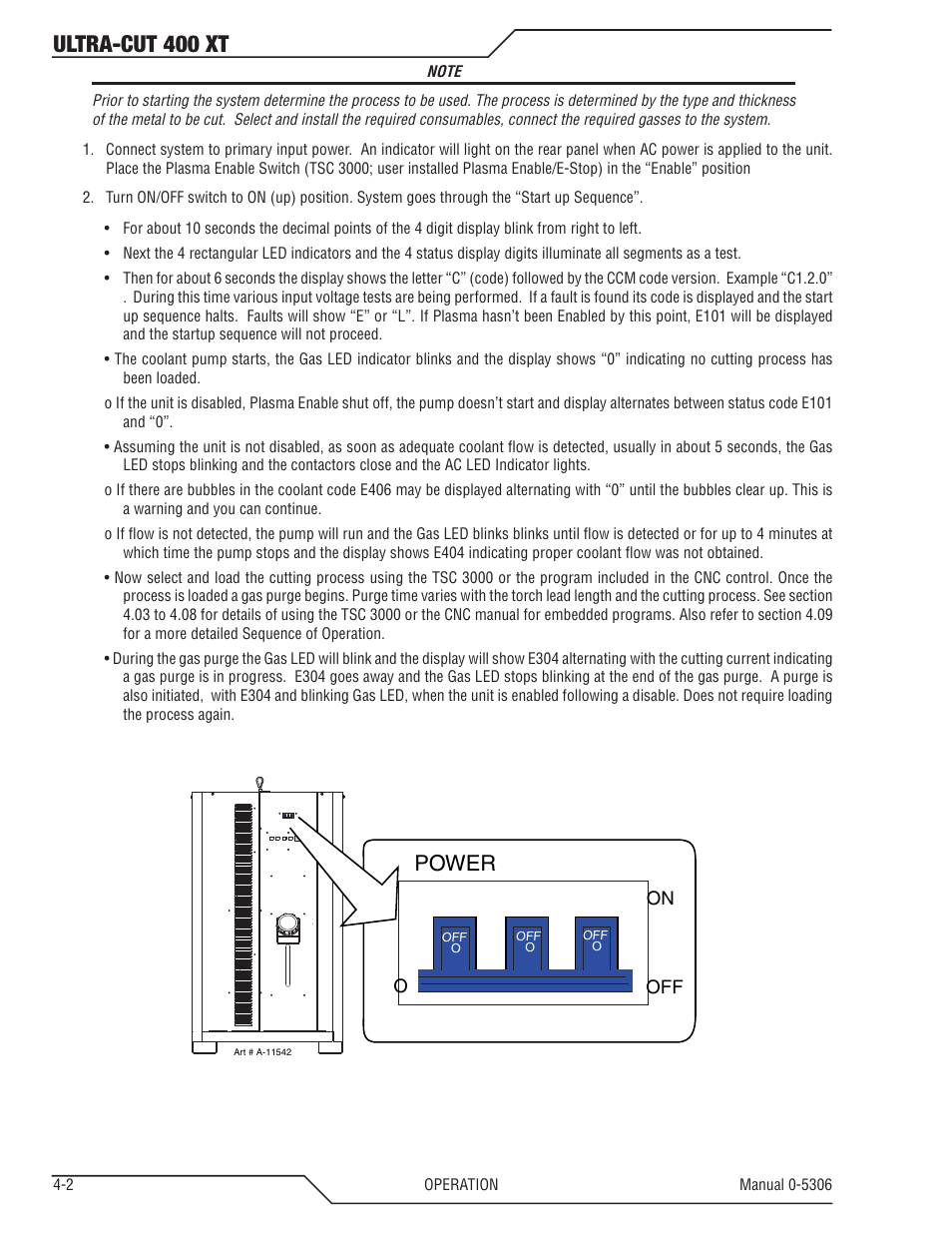 Ultra-cut 400 xt, Power | Tweco 400 XT Ultra-Cut Plasma Cutting System With Automated Gas Control User Manual | Page 70 / 206