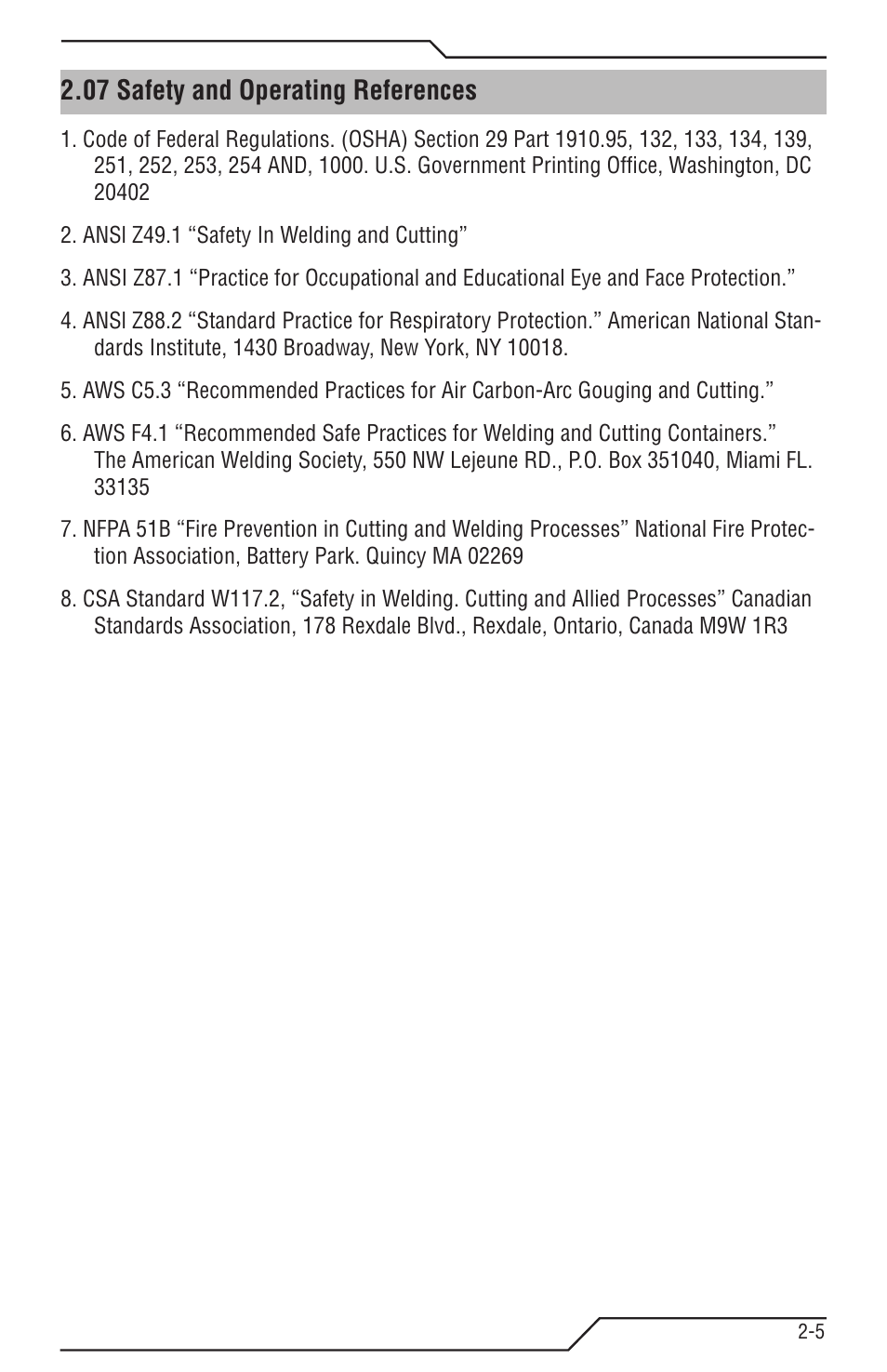 07 safety and operating references, 07 safety and operating references -5 | Tweco Tri-Arc Serie User Manual | Page 11 / 104