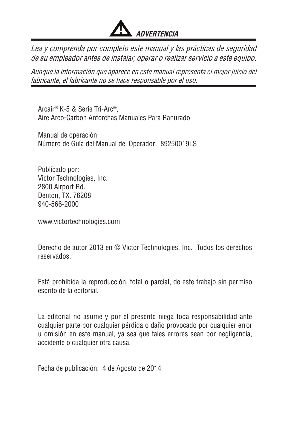 Tweco Tri-Arc Serie User Manual | Page 71 / 104