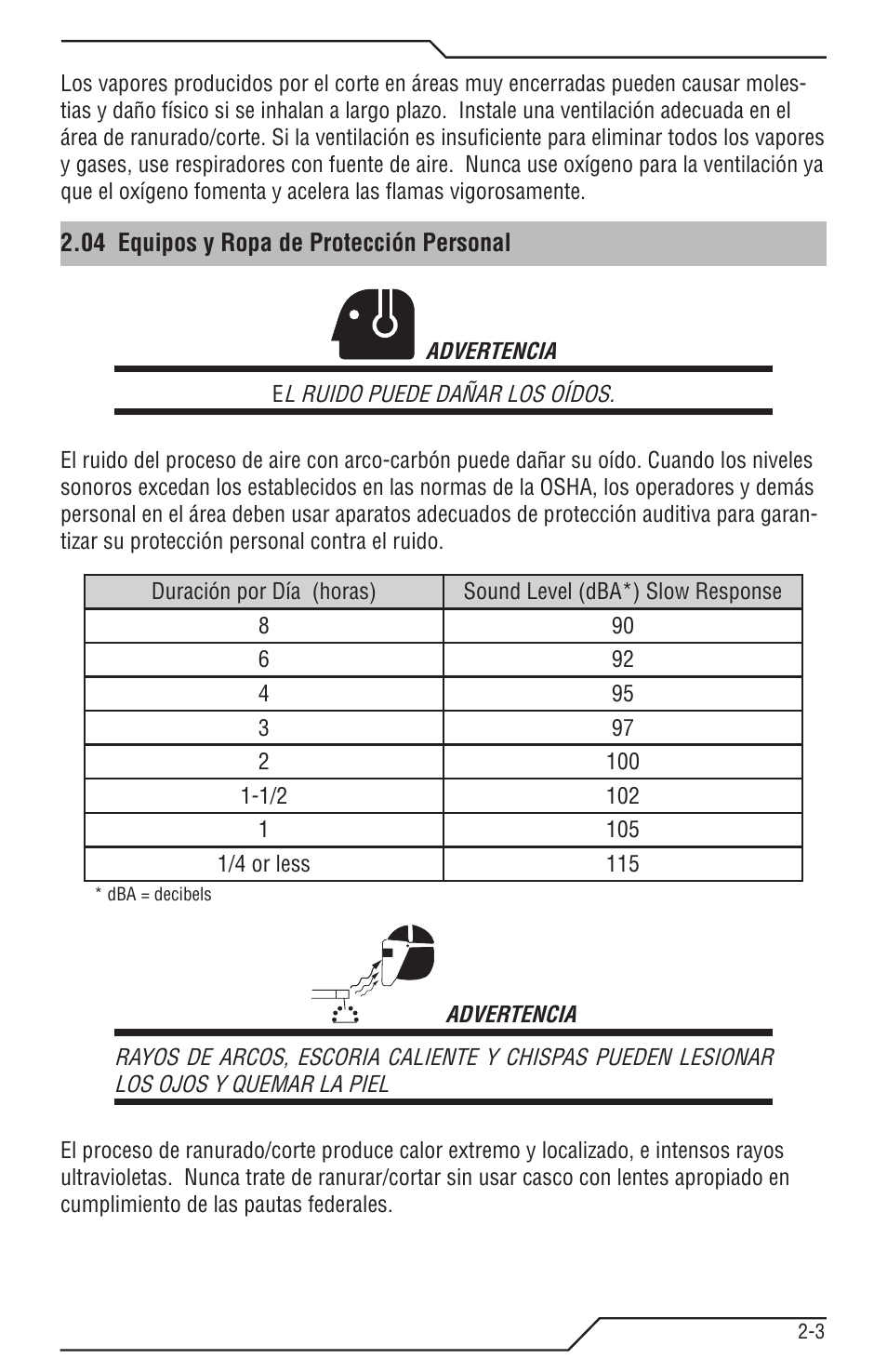 04 equipos y ropa de protección personal, 04 equipos y ropa de protección personal -3 | Tweco Tri-Arc Serie User Manual | Page 77 / 104