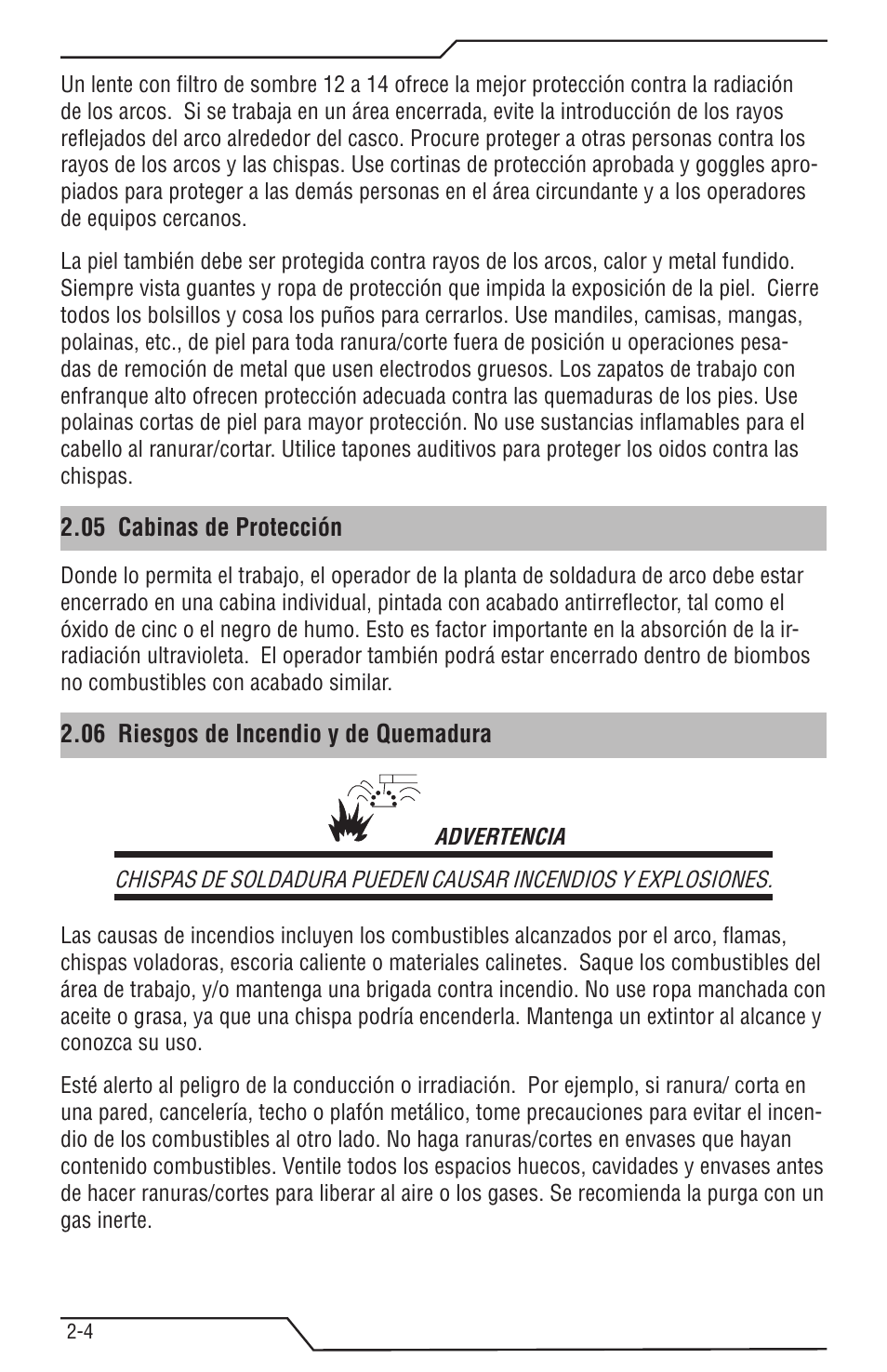 05 cabinas de protección, 06 riesgos de incendio y de quemadura | Tweco Tri-Arc Serie User Manual | Page 78 / 104