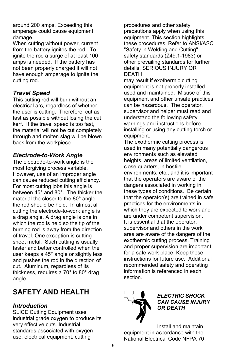 Safety and health | Tweco SLICE User Manual | Page 9 / 20