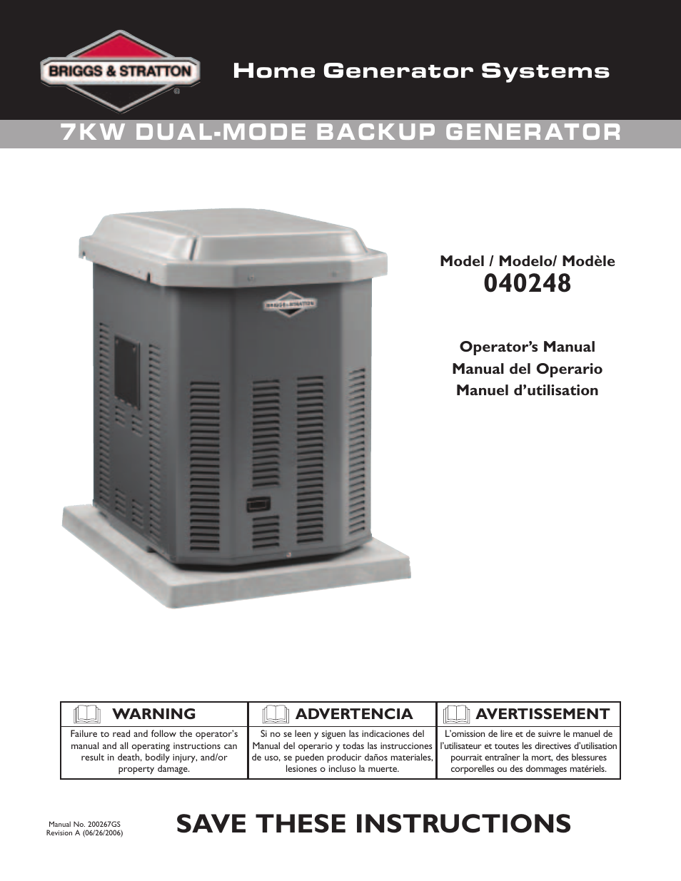 Briggs & Stratton 40248 User Manual | 28 pages