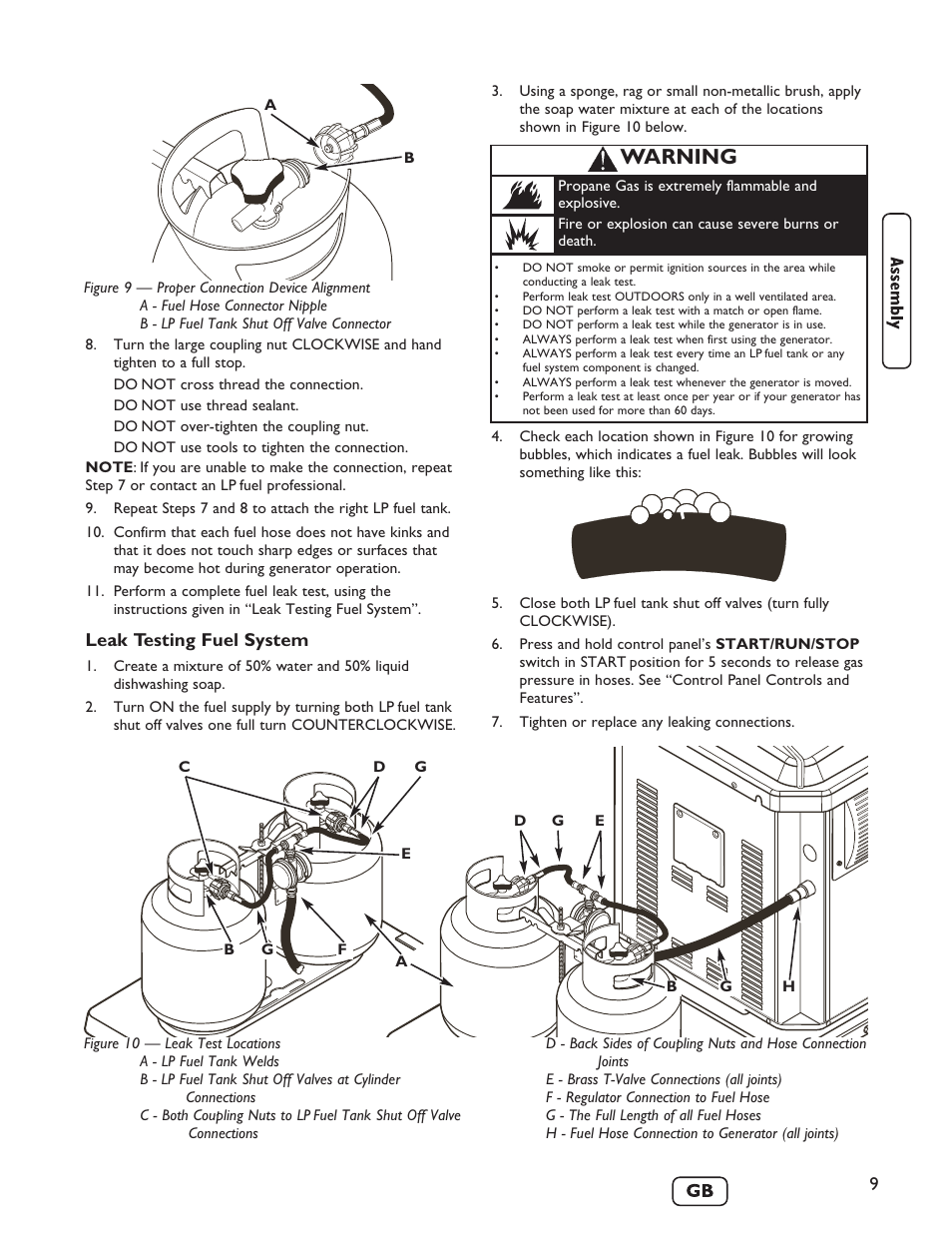 Warning, Leak testing fuel system | Briggs & Stratton 40248 User Manual | Page 11 / 28