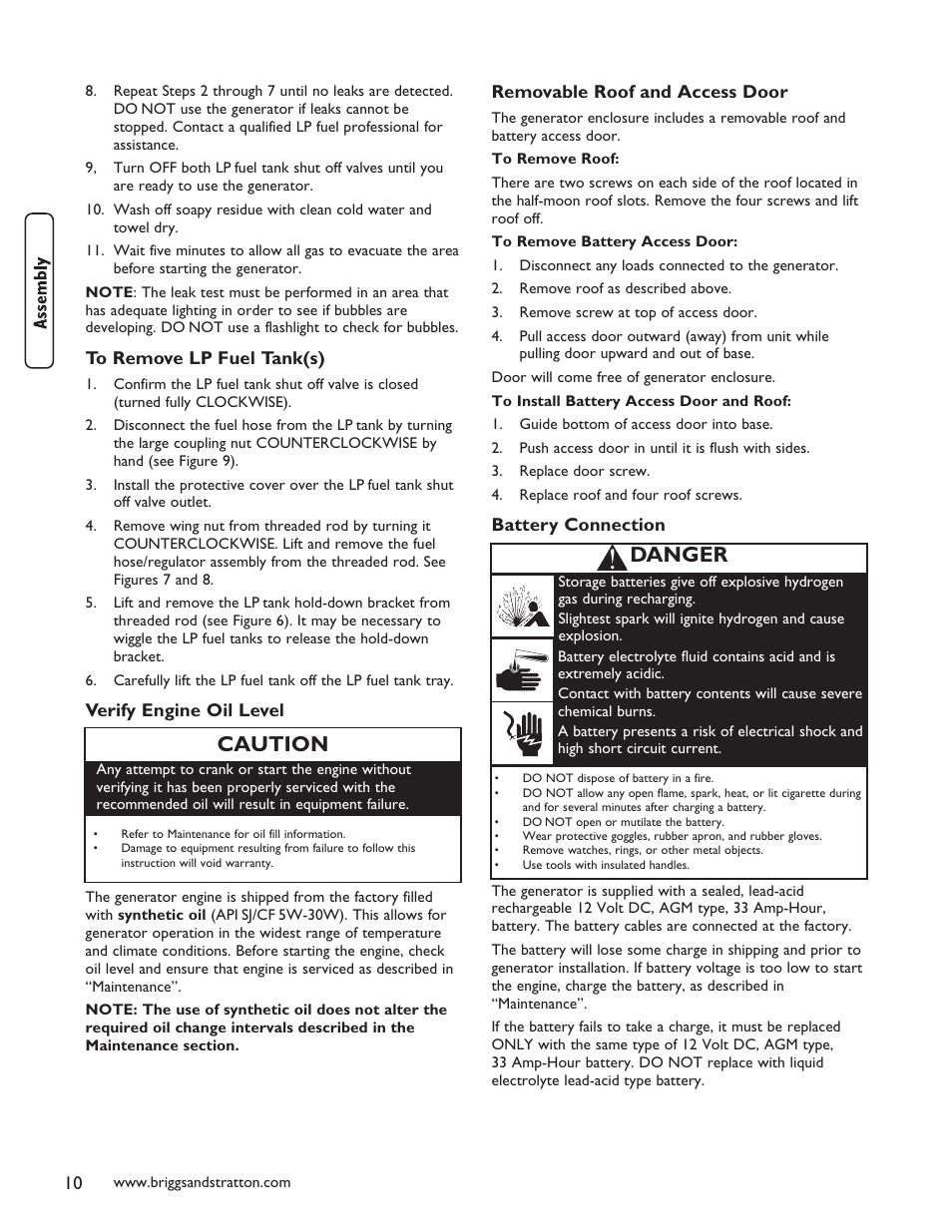 Caution, Danger | Briggs & Stratton 40248 User Manual | Page 12 / 28