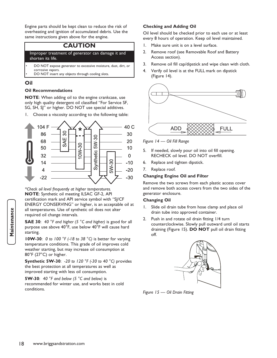 Caution | Briggs & Stratton 40248 User Manual | Page 20 / 28