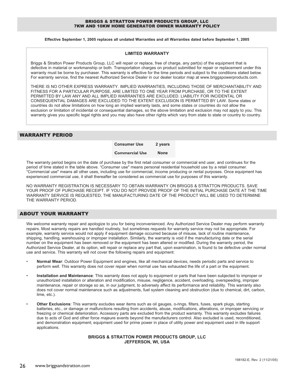 Briggs & Stratton 40248 User Manual | Page 28 / 28