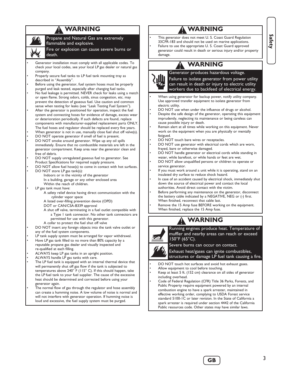 Warning | Briggs & Stratton 40248 User Manual | Page 5 / 28