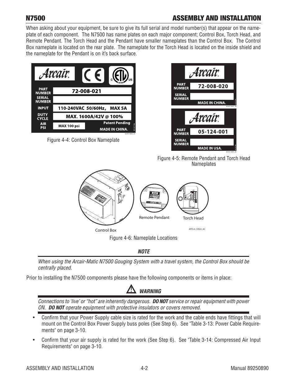 N7500 assembly and installation | Tweco N7500 User Manual | Page 28 / 64