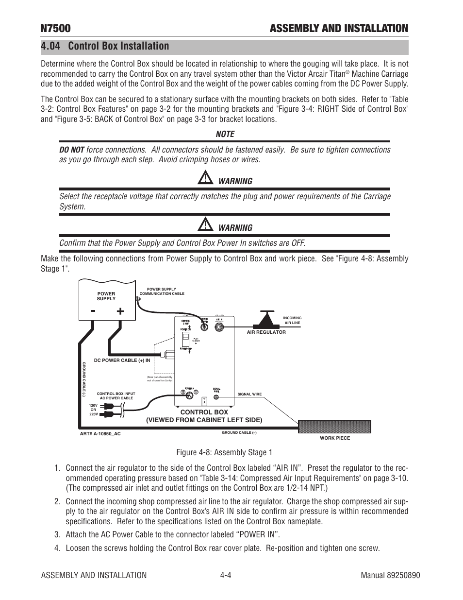 04 control box installation, 04 control box installation -4, N7500 assembly and installation | Tweco N7500 User Manual | Page 30 / 64