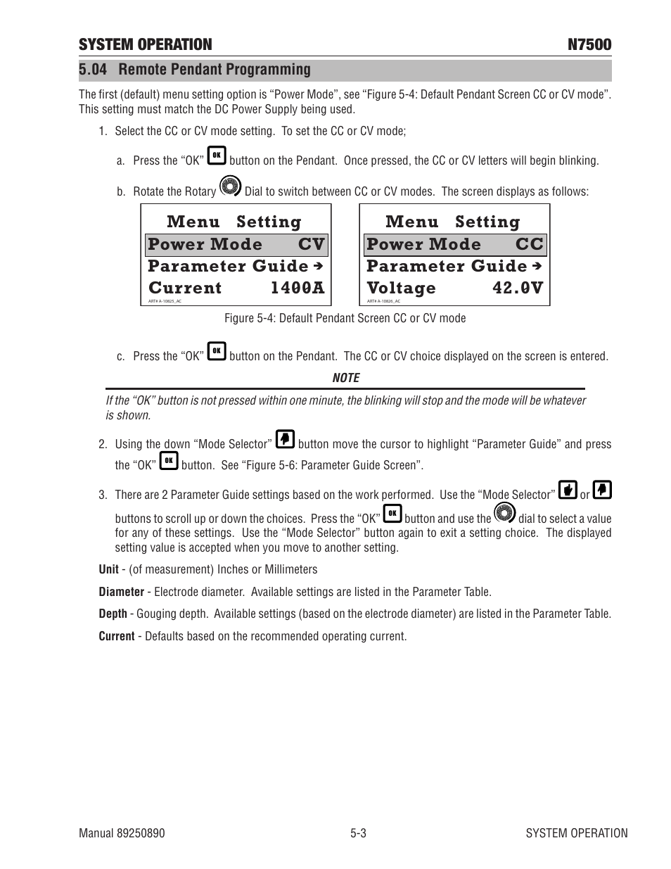 04 remote pendant programming, 04 remote pendant programming -3, System operation n7500 | Tweco N7500 User Manual | Page 39 / 64