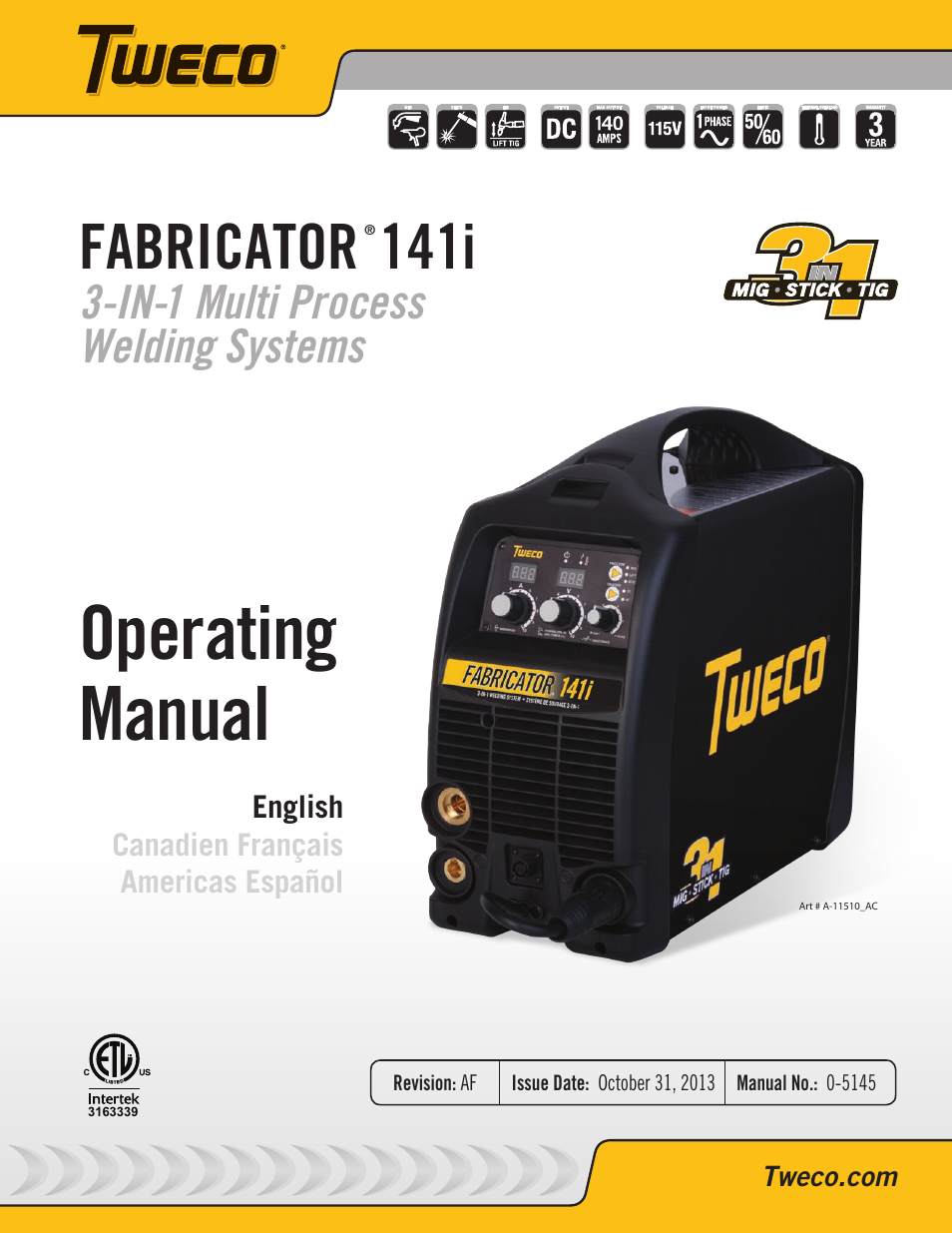 Tweco 141i Fabricator User Manual | 104 pages