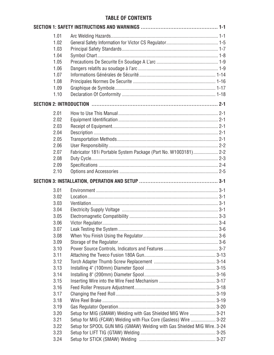Tweco 181i Fabricator User Manual | Page 4 / 96