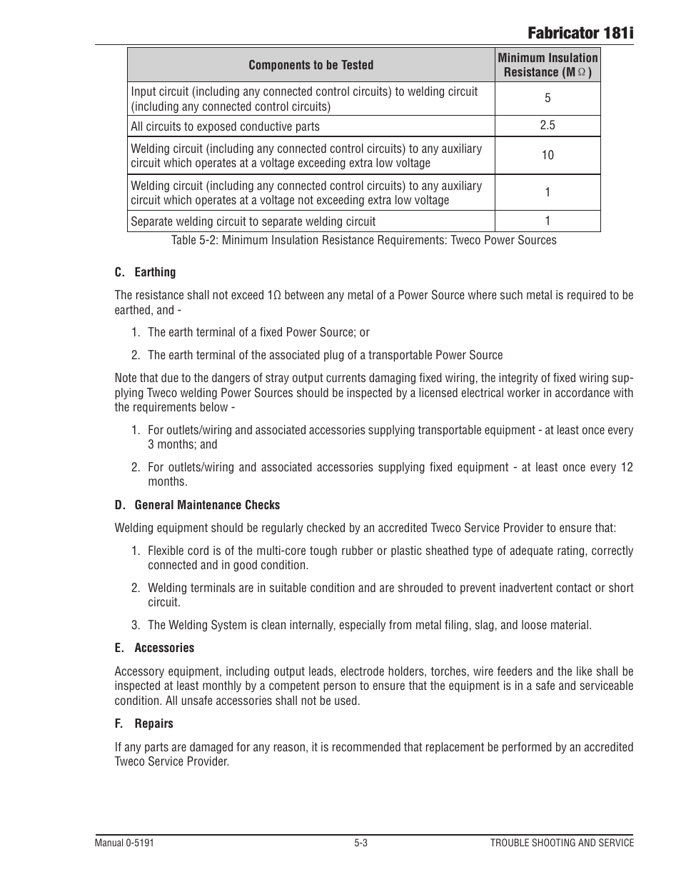 Fabricator 181i | Tweco 181i Fabricator User Manual | Page 85 / 96