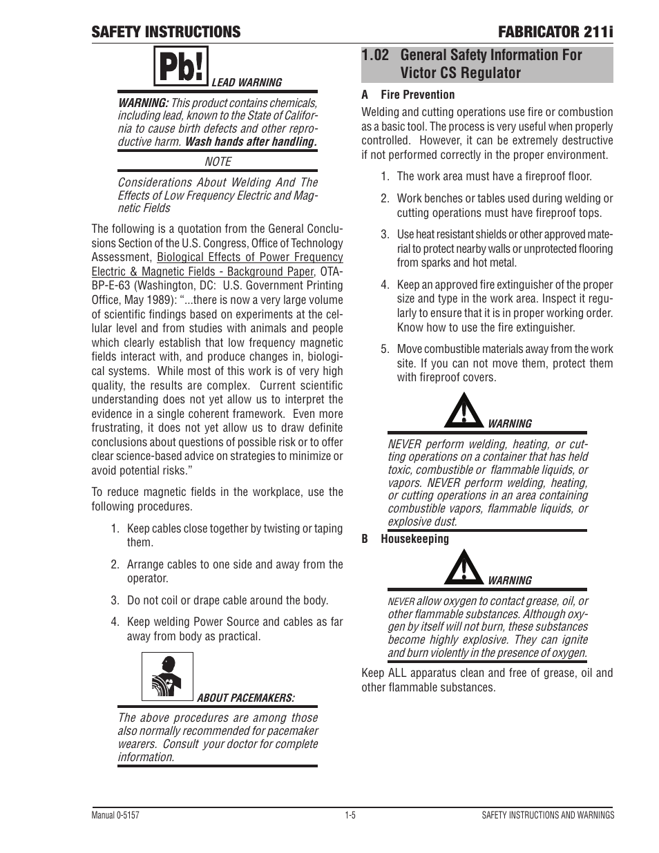 Safety instructions fabricator 211i | Tweco 211i Fabricator User Manual | Page 11 / 96
