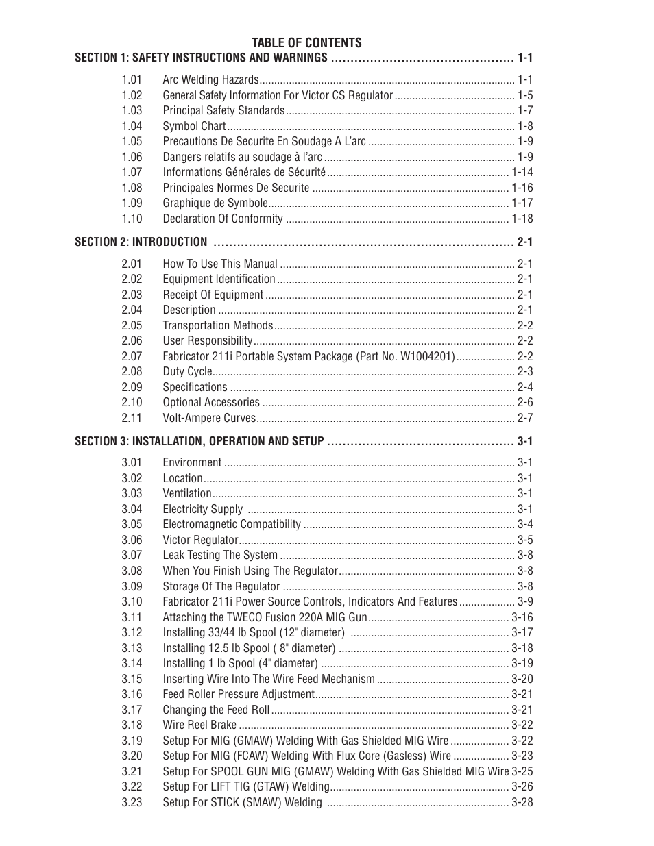 Tweco 211i Fabricator User Manual | Page 4 / 96