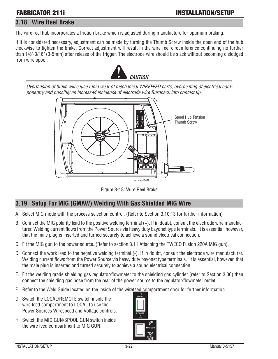 Fabricator 211i installation/setup, 18 wire reel brake | Tweco 211i Fabricator User Manual | Page 54 / 96