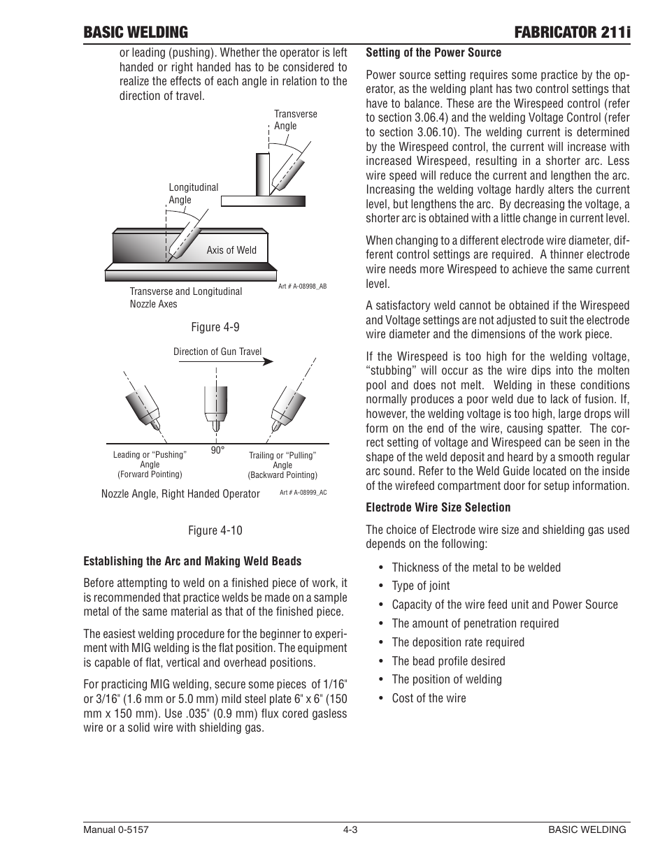 Basic welding fabricator 211i | Tweco 211i Fabricator User Manual | Page 63 / 96