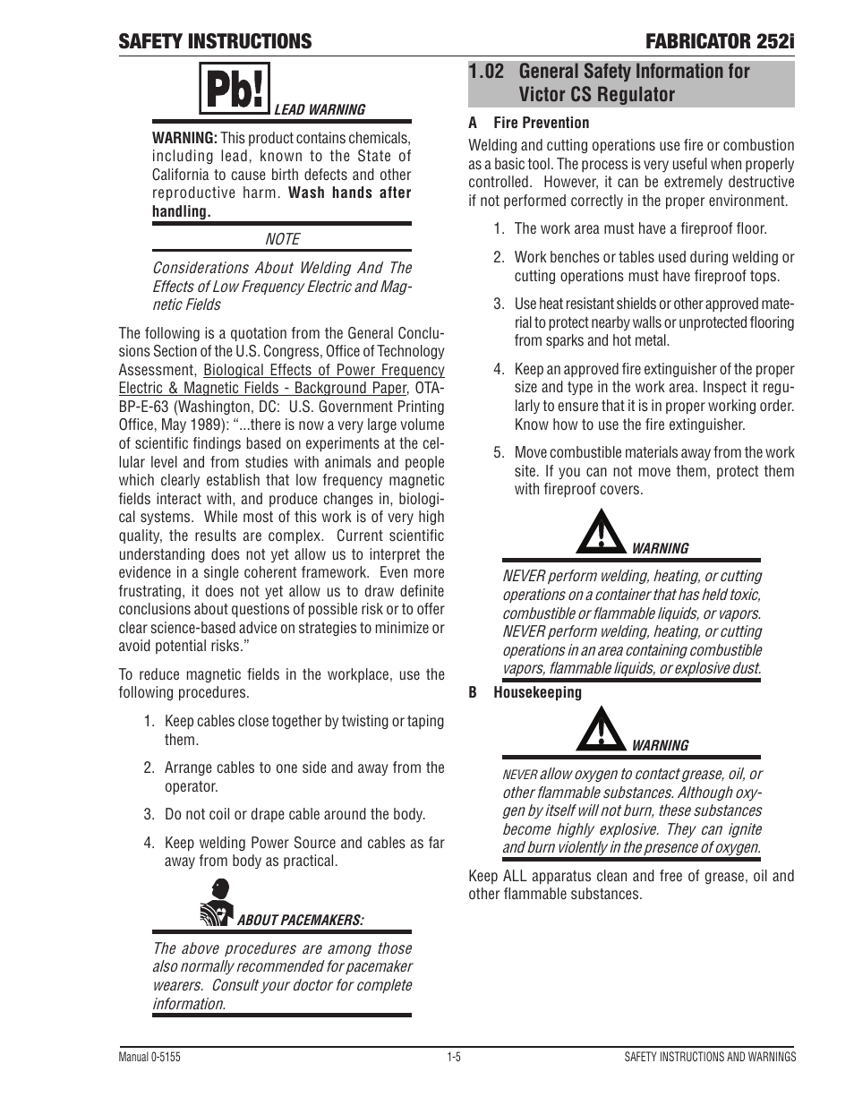 Safety instructions fabricator 252i | Tweco 252i Fabricator User Manual | Page 11 / 100