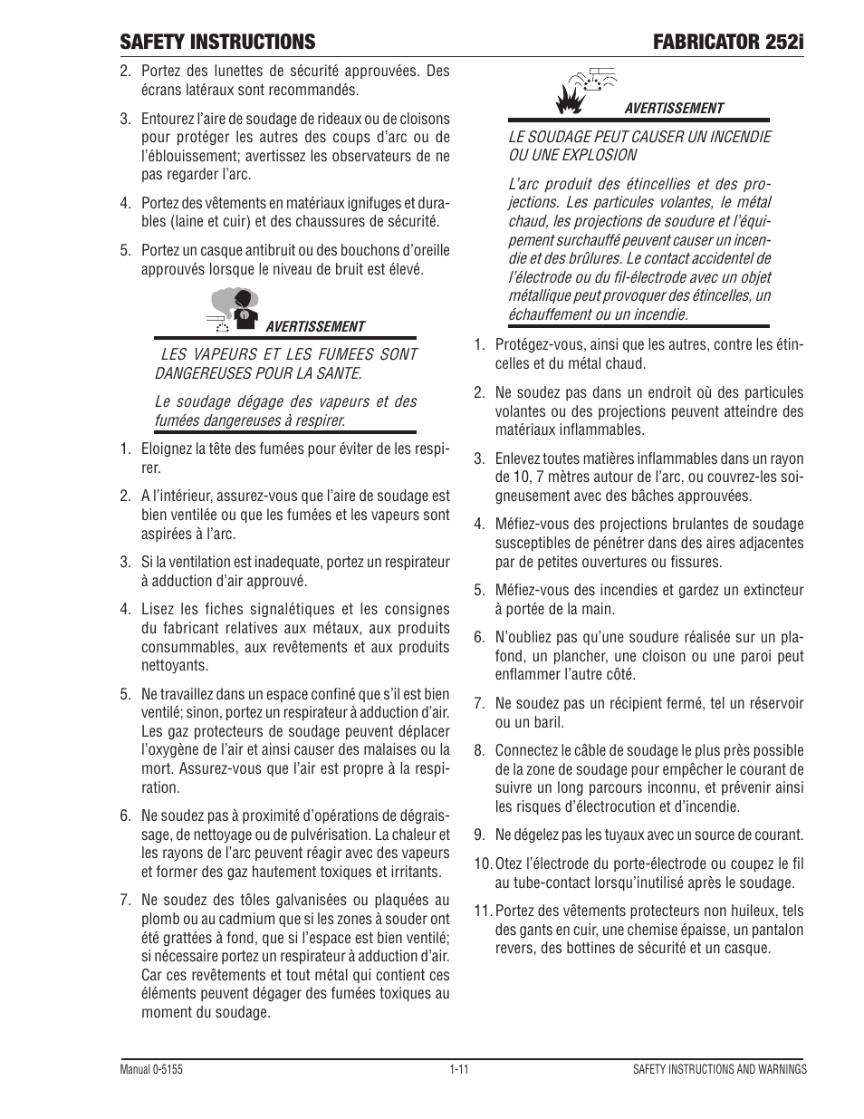 Safety instructions fabricator 252i | Tweco 252i Fabricator User Manual | Page 17 / 100