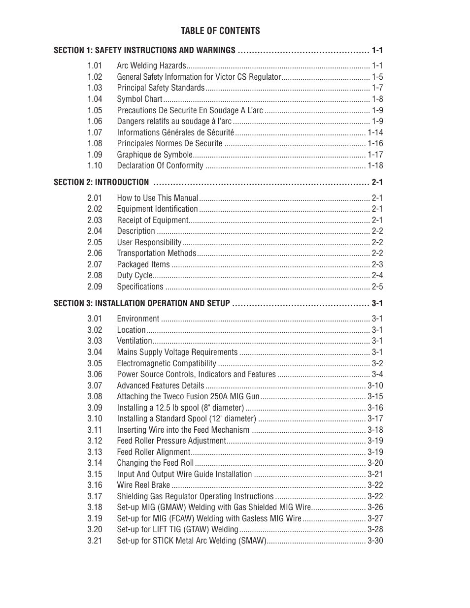 Tweco 252i Fabricator User Manual | Page 4 / 100