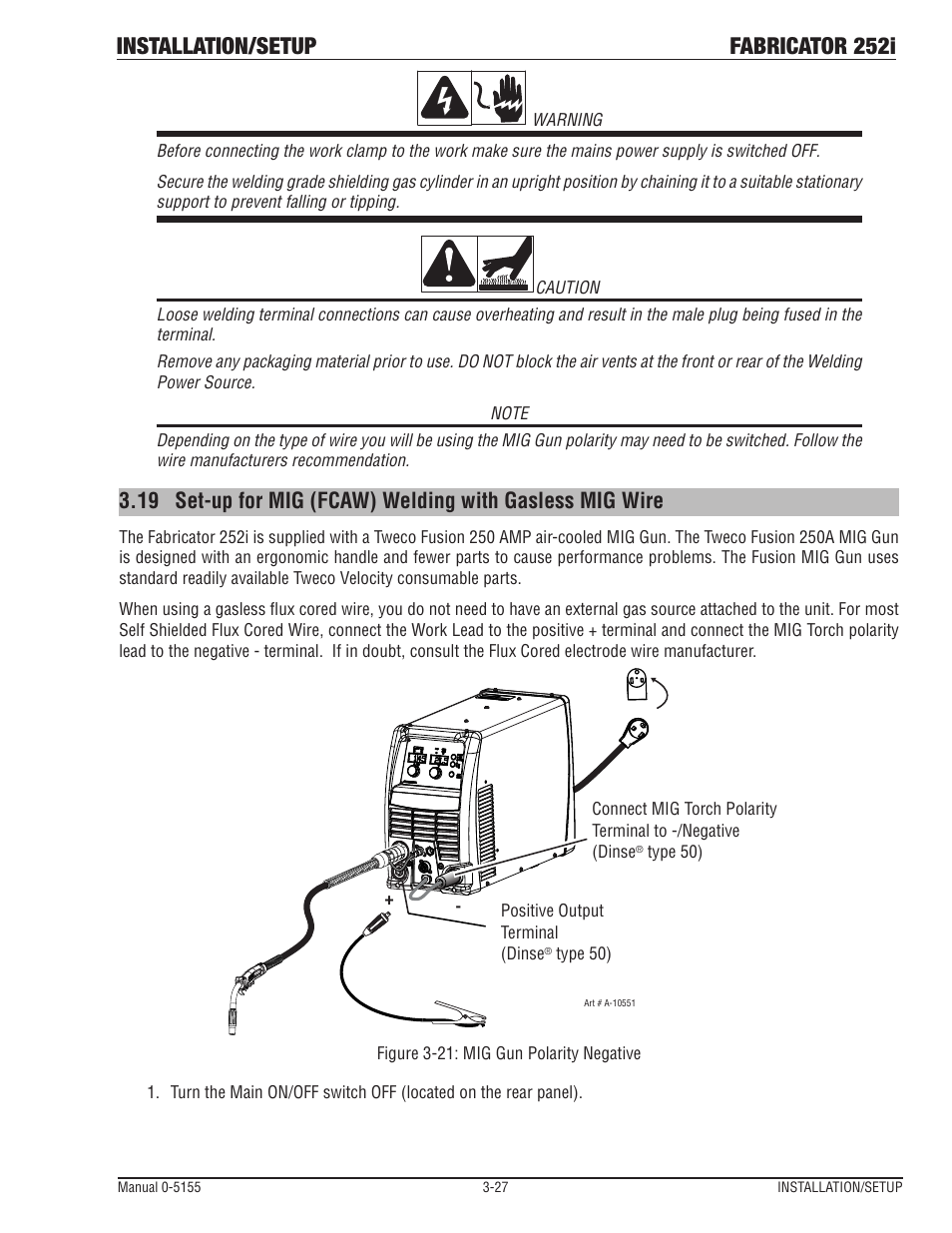 Installation/setup fabricator 252i | Tweco 252i Fabricator User Manual | Page 57 / 100