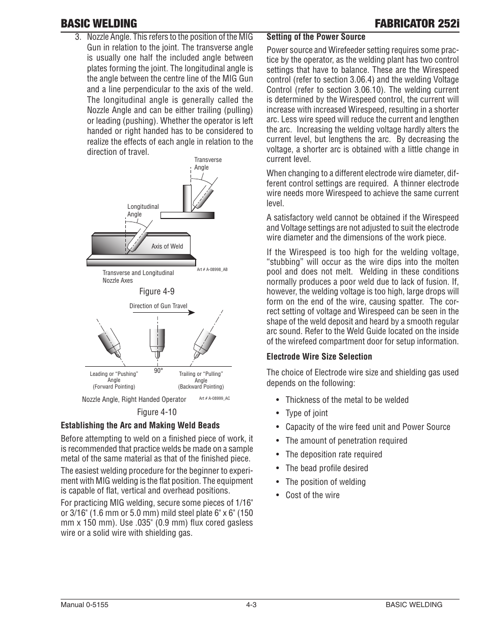 Basic welding fabricator 252i | Tweco 252i Fabricator User Manual | Page 63 / 100