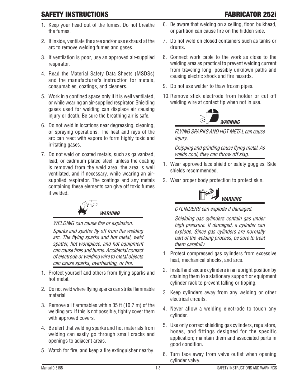 Safety instructions fabricator 252i | Tweco 252i Fabricator User Manual | Page 9 / 100