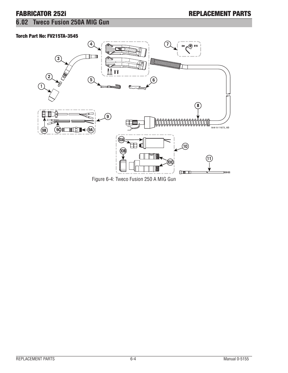 Tweco fusion 250a mig gun -4, Fabricator 252i replacement parts | Tweco 252i Fabricator User Manual | Page 92 / 100