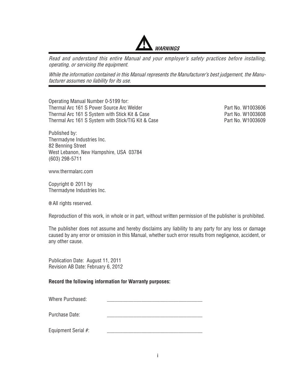 Tweco 161 S Inverter Arc Welder User Manual | Page 3 / 52