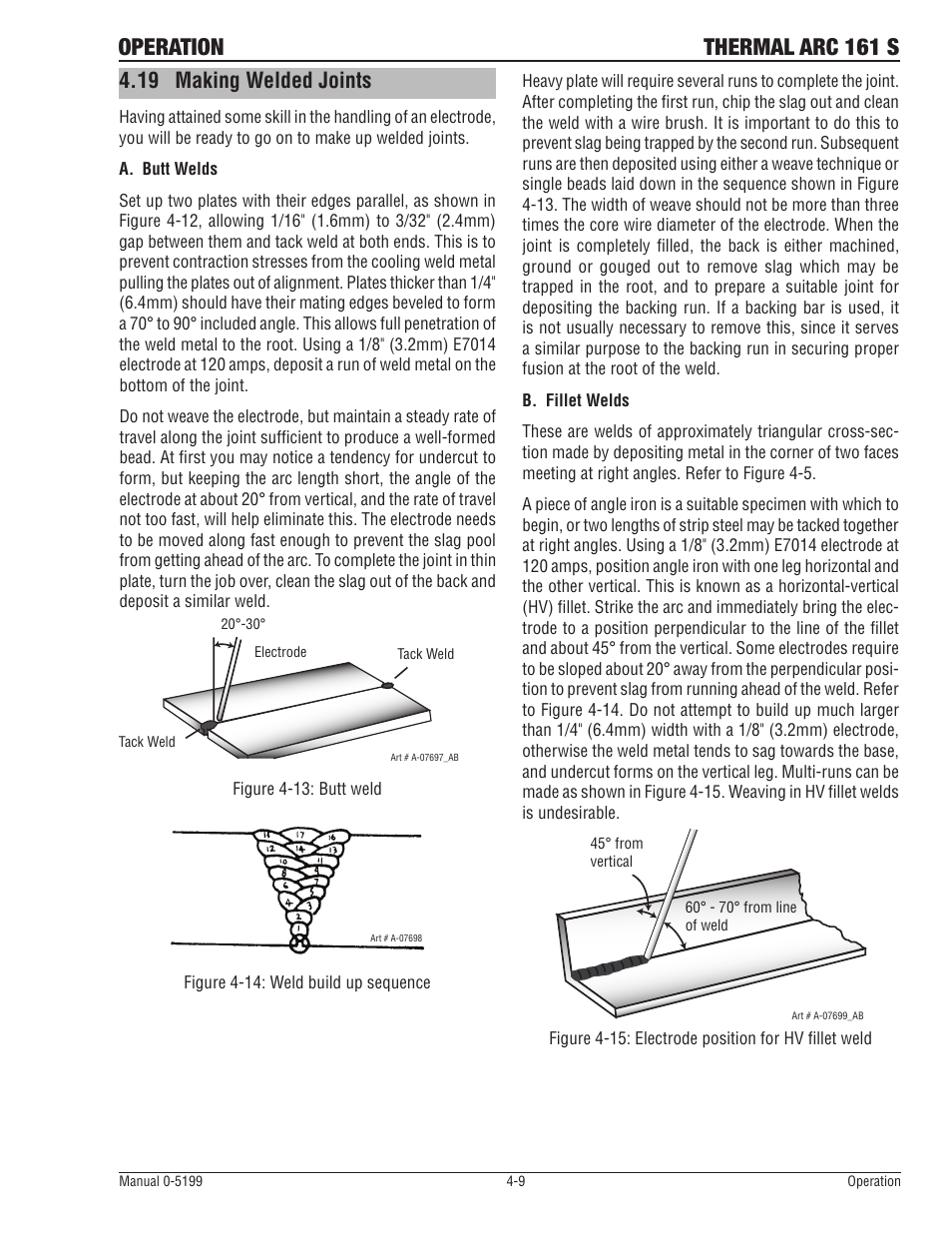 Operation thermal arc 161 s, 19 making welded joints | Tweco 161 S Inverter Arc Welder User Manual | Page 35 / 52