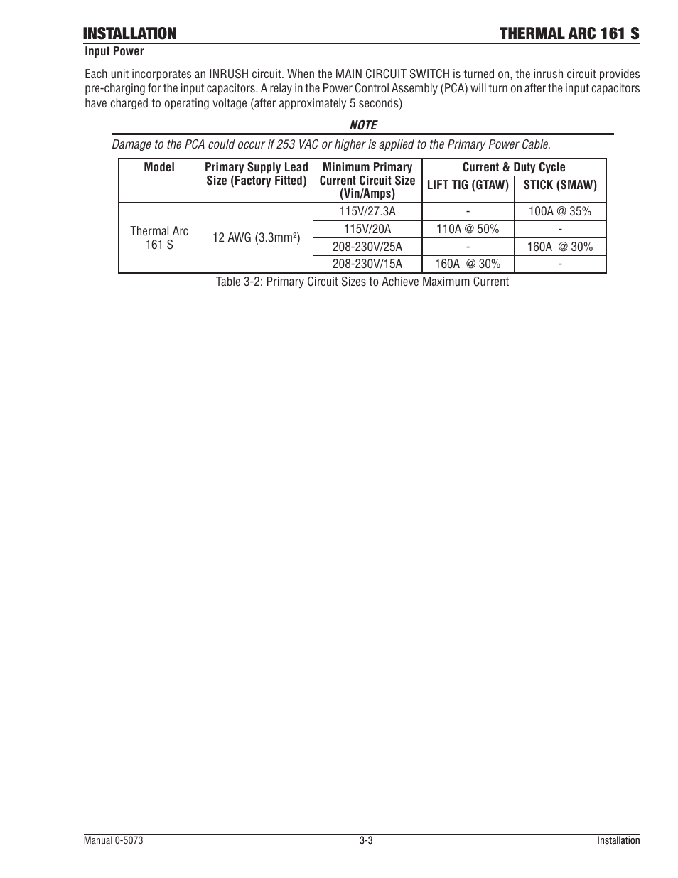 Installation thermal arc 161 s | Tweco 161 S Inverter Arc Welder User Manual | Page 25 / 58
