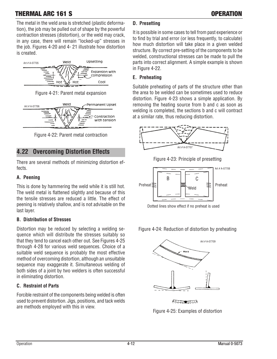 22 overcoming distortion effects, Overcoming distortion effects -12, Thermal arc 161 s operation | Tweco 161 S Inverter Arc Welder User Manual | Page 44 / 58