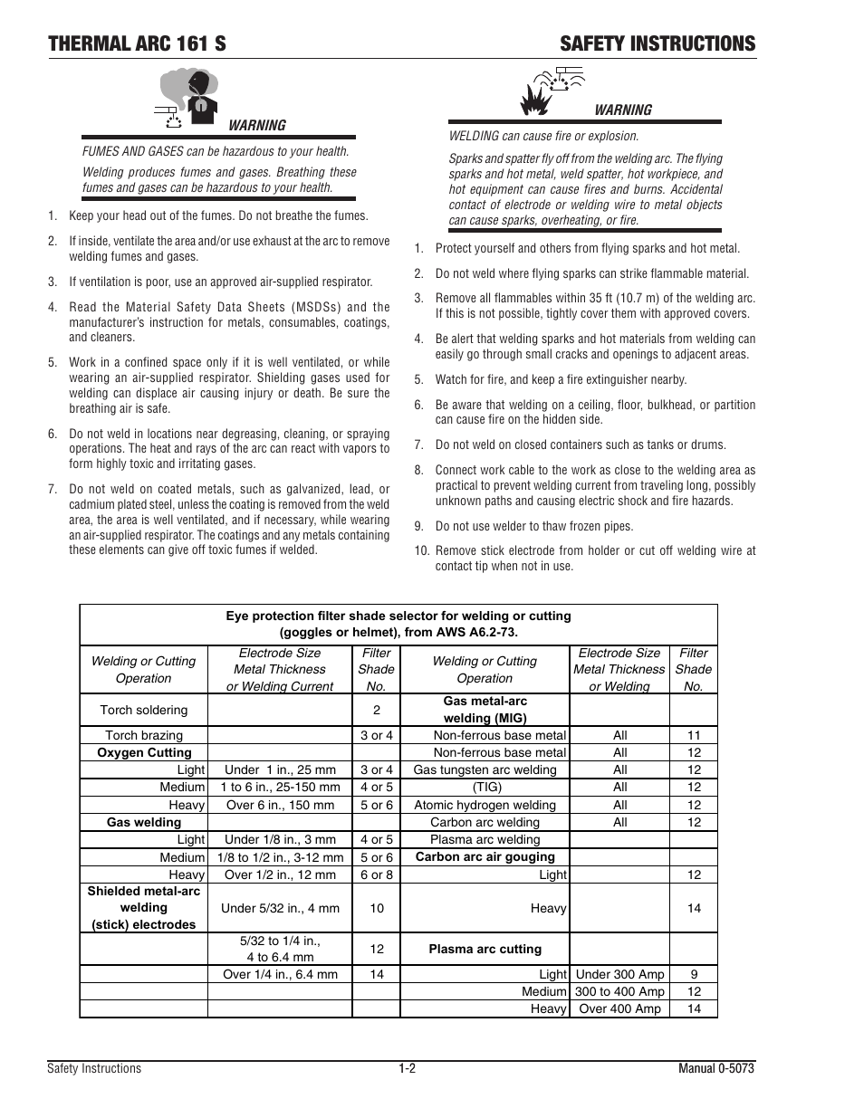 Thermal arc 161 s safety instructions | Tweco 161 S Inverter Arc Welder User Manual | Page 8 / 58
