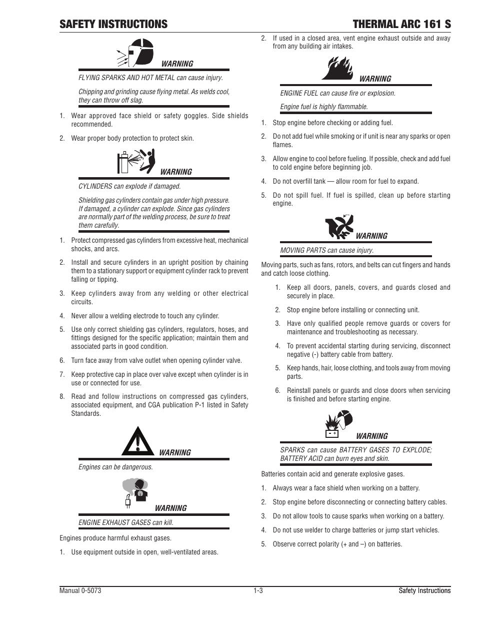 Safety instructions thermal arc 161 s | Tweco 161 S Inverter Arc Welder User Manual | Page 9 / 58