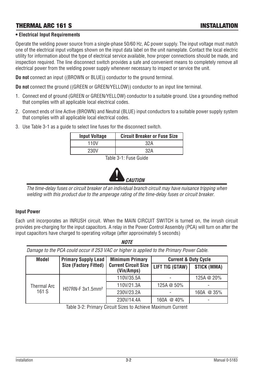 Thermal arc 161 s installation | Tweco 161 S UK User Manual | Page 18 / 48