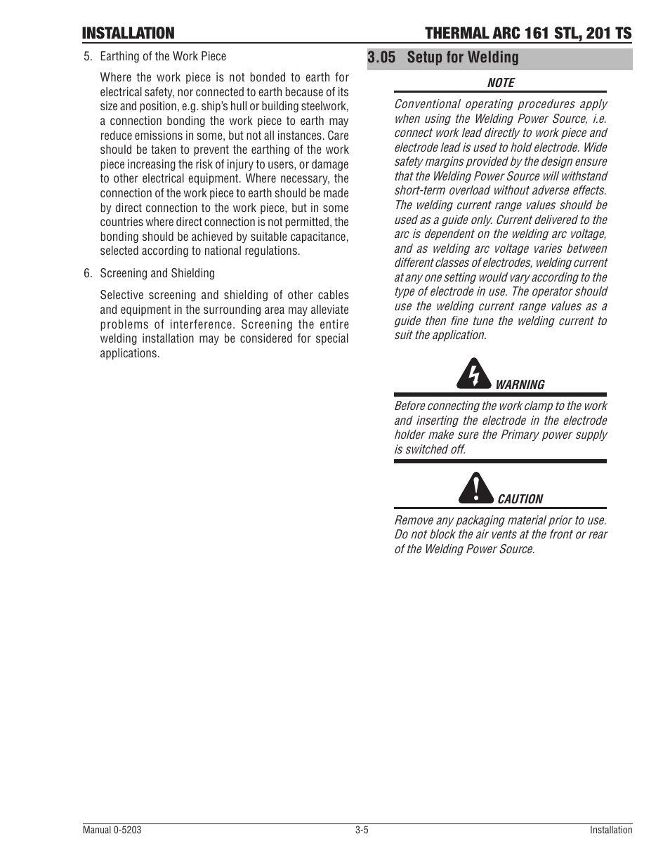 05 setup for welding | Tweco 201 ts Thermal Arc User Manual | Page 23 / 58