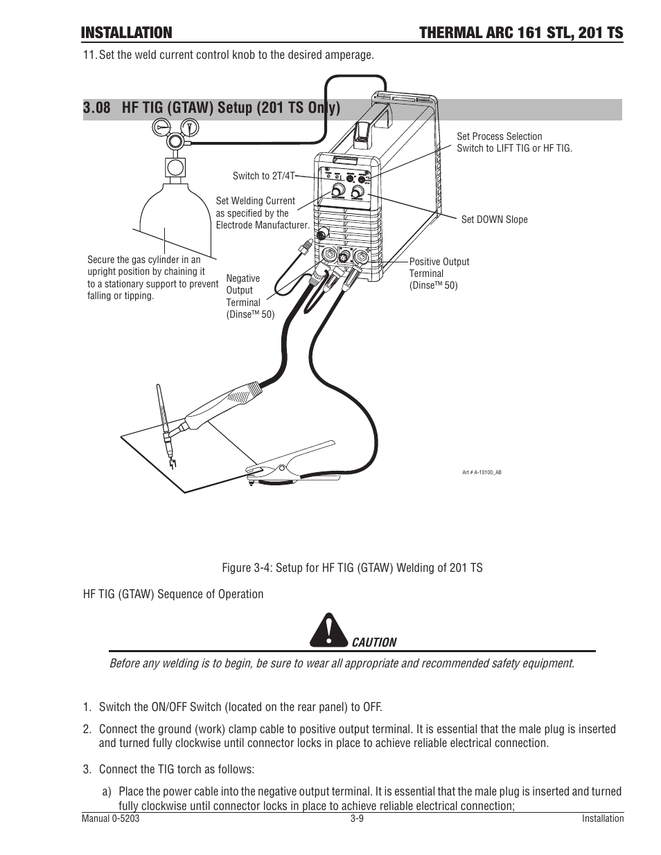 08 hf tig (gtaw) setup (201 ts only) | Tweco 201 ts Thermal Arc User Manual | Page 27 / 58