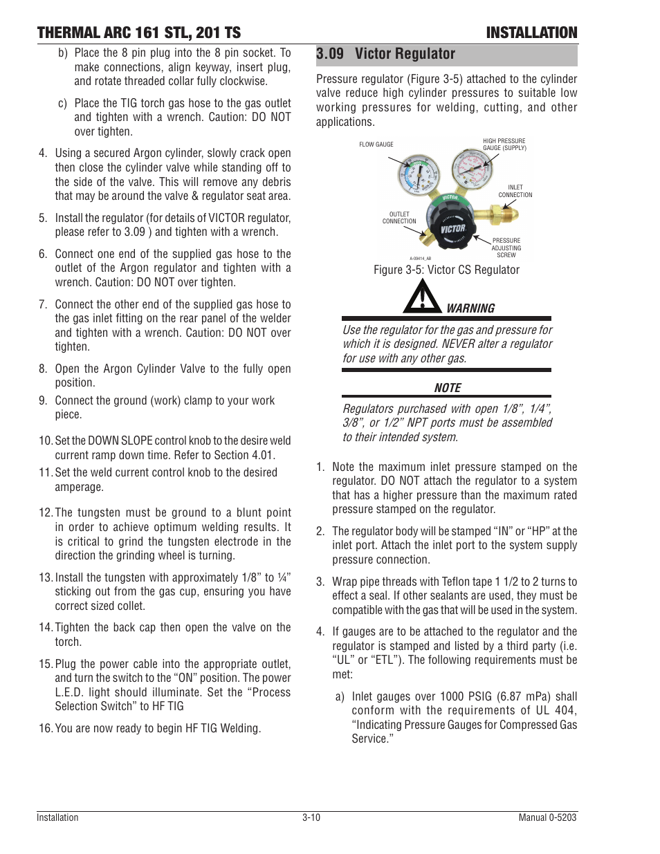 09 victor regulator | Tweco 201 ts Thermal Arc User Manual | Page 28 / 58