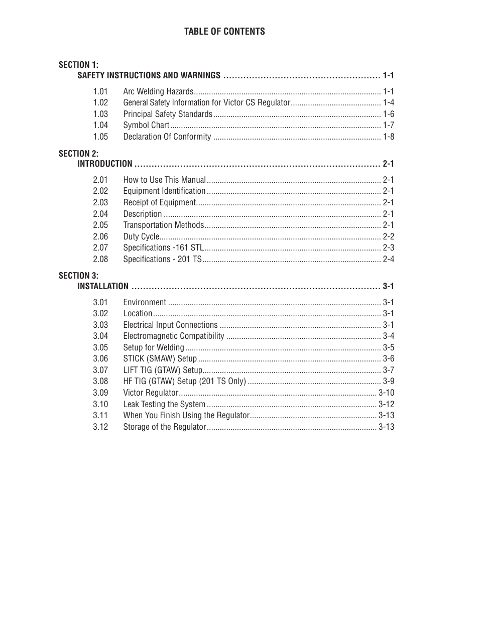 Tweco 201 ts Thermal Arc User Manual | Page 4 / 58