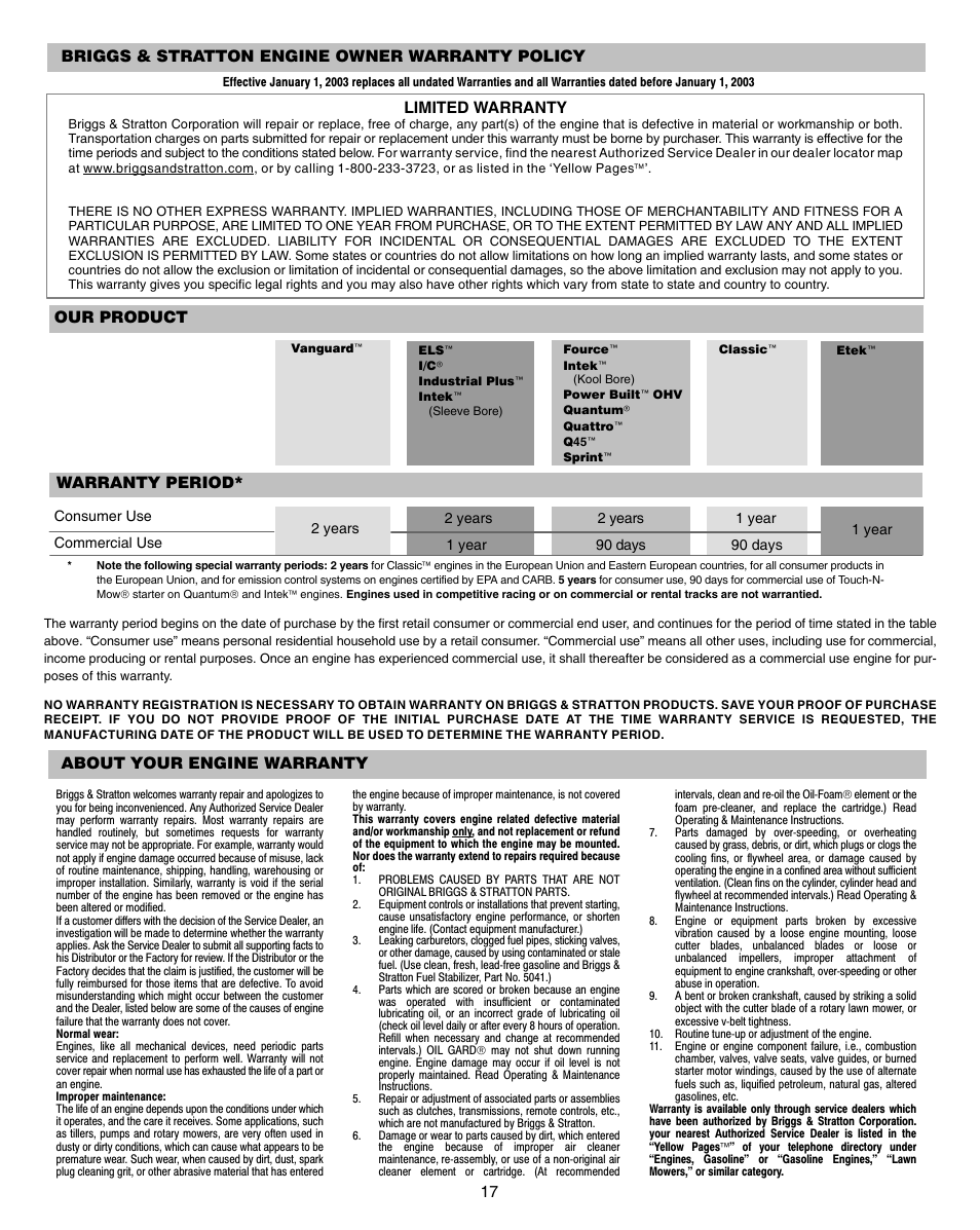 Briggs & Stratton 470000 User Manual | Page 17 / 20