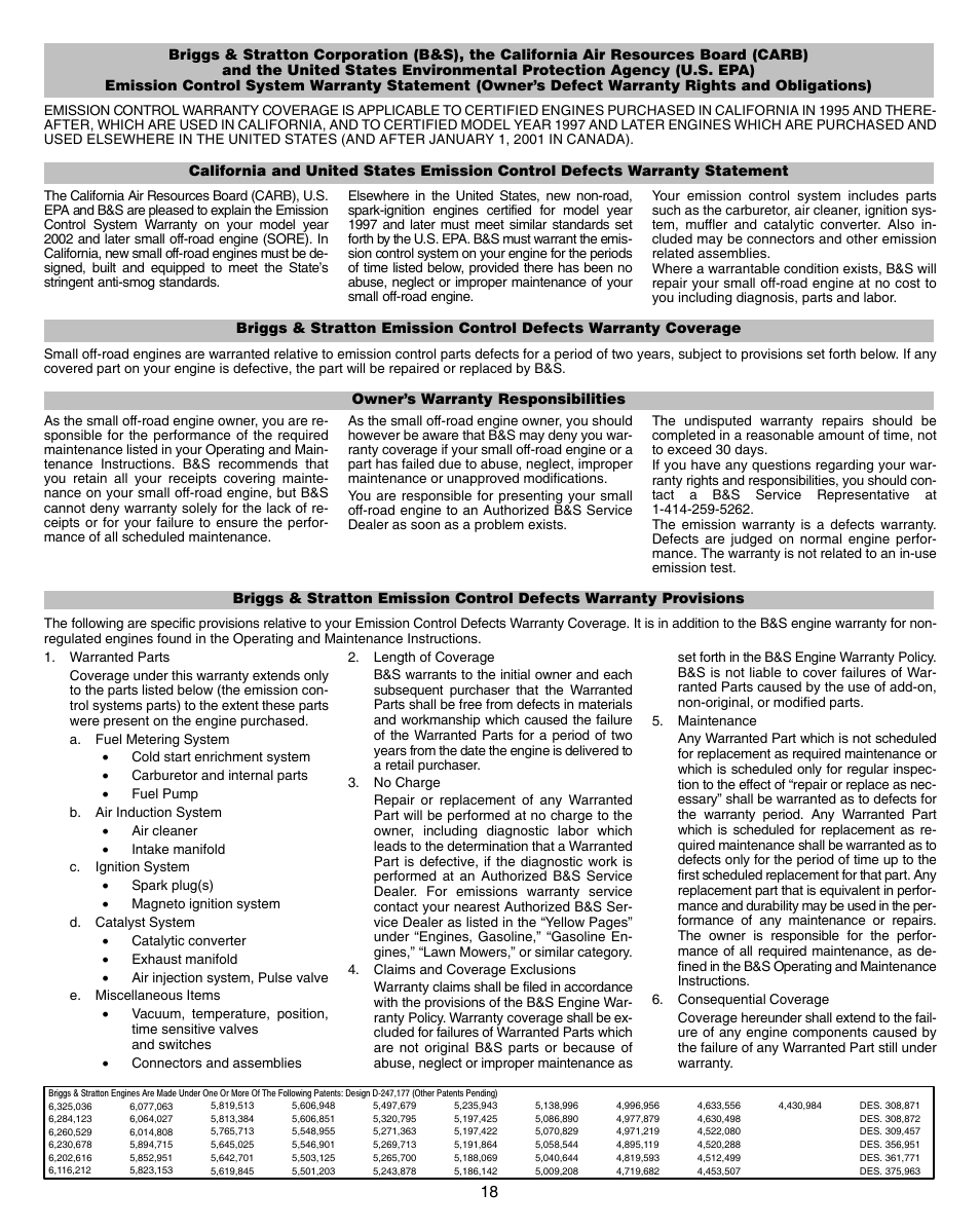 Briggs & Stratton 470000 User Manual | Page 18 / 20