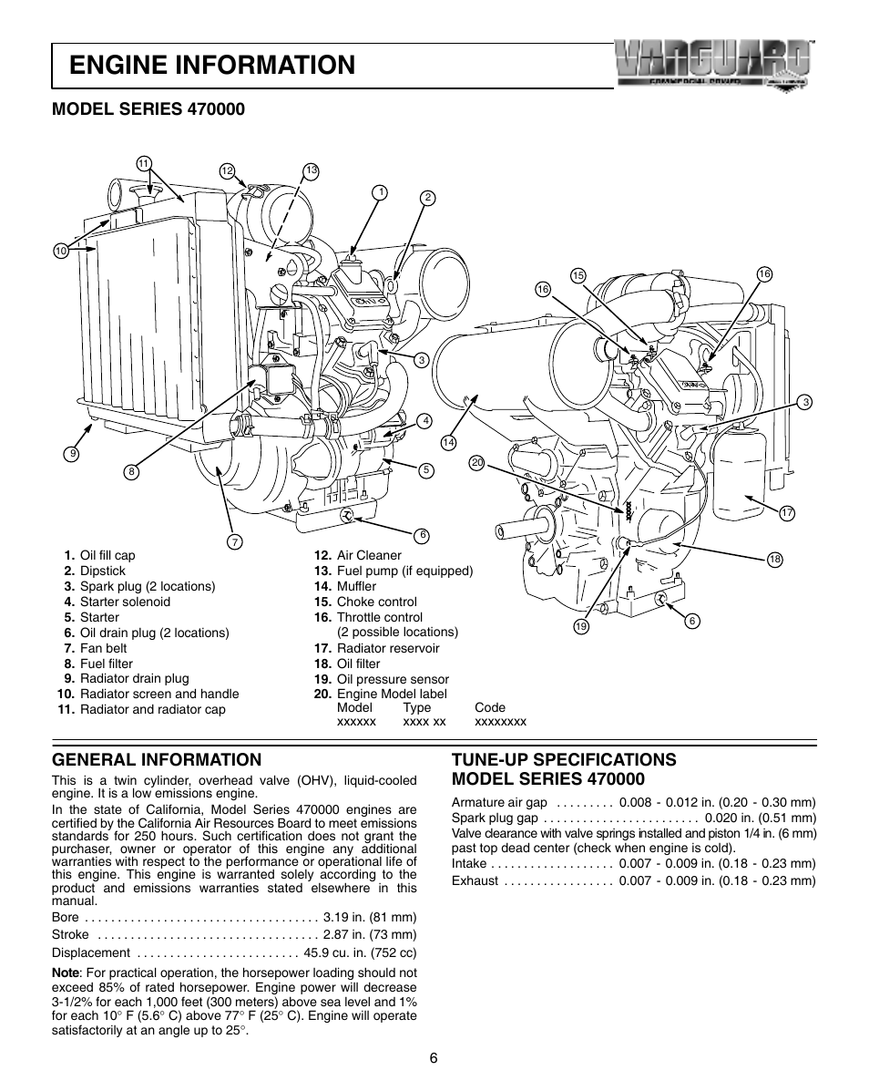 Engine information, General information | Briggs & Stratton 470000 User Manual | Page 6 / 20