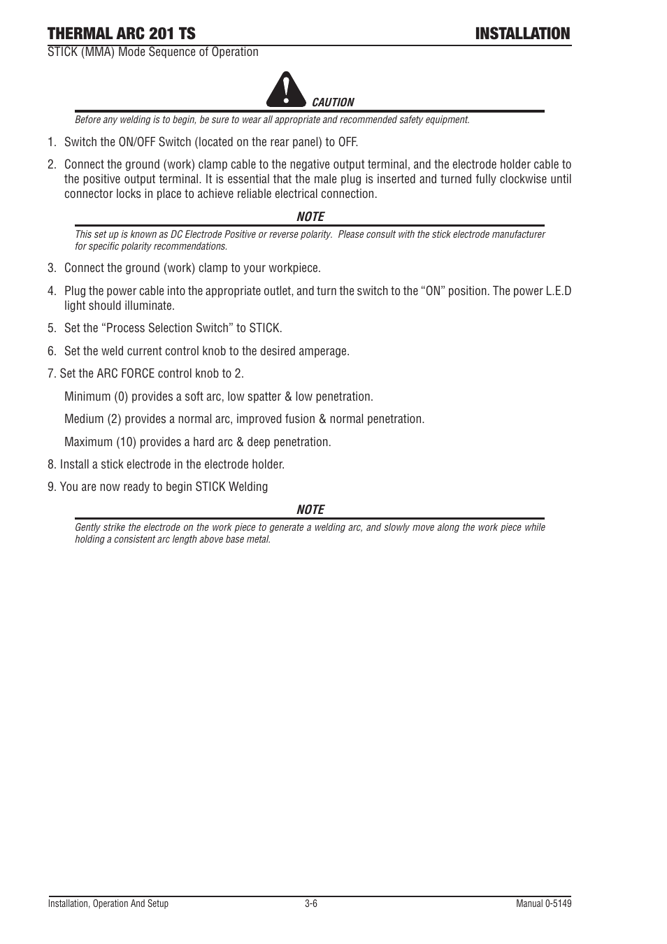 Thermal arc 201 ts installation | Tweco 201 ts Thermal Arc User Manual | Page 24 / 48